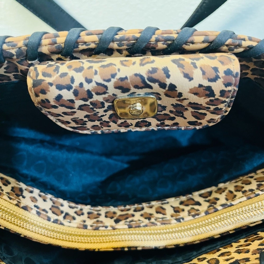 Vintage Liz Claiborne Leopard Animal Print Shoulder Bag Purse Whipstitch NWT - Picture 11 of 12